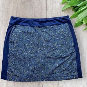 NEW EP NY Golf Pro Ladies Blue Paisley Print Golf Skort Medium